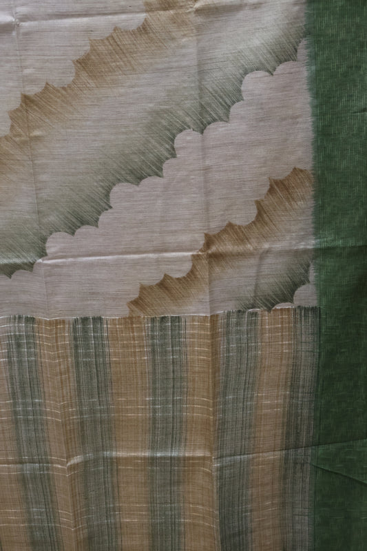 Tissue Tussar Saree-Hand Paint-Green