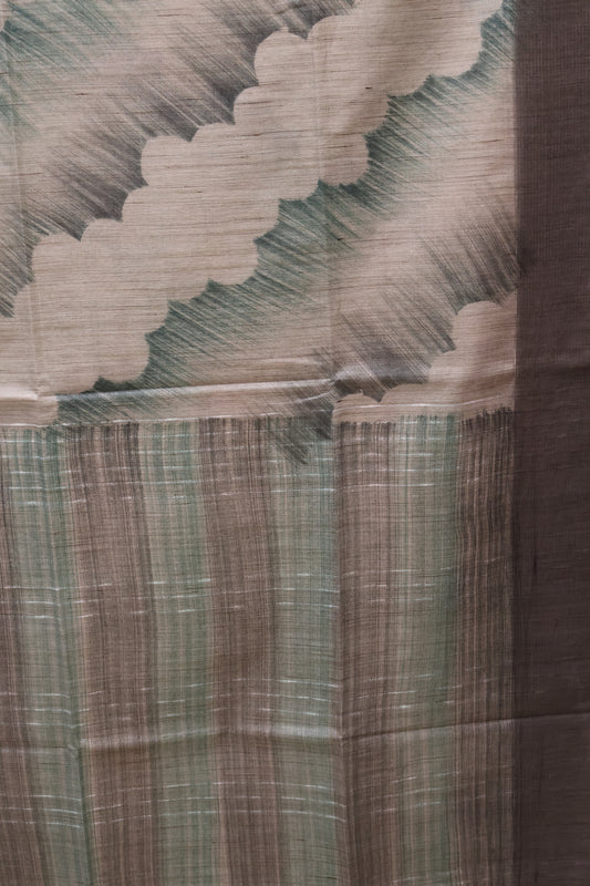 Tissue Tussar Saree-Hand Paint-Grey