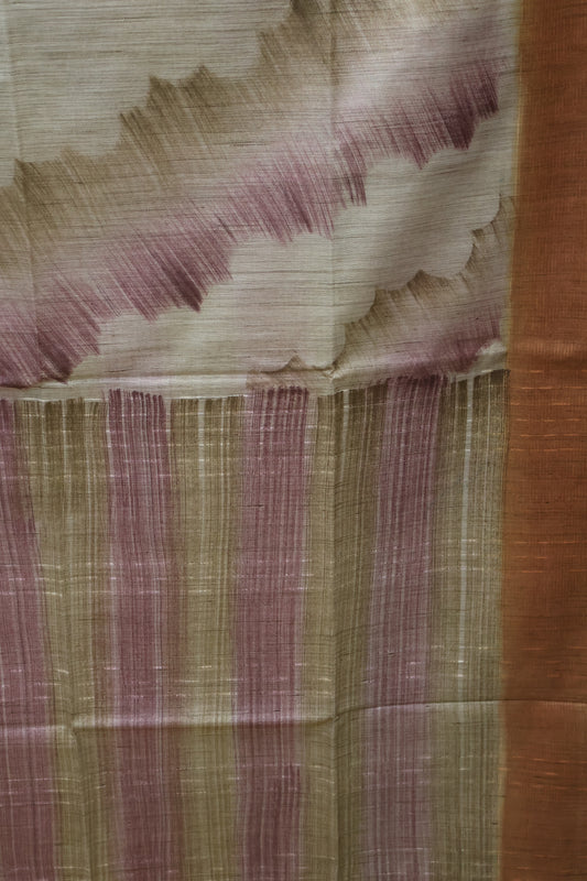 Tissue Tussar Saree-Hand Paint-Honey