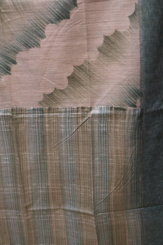 Tissue Tussar Saree-Hand Paint-Sea Blue