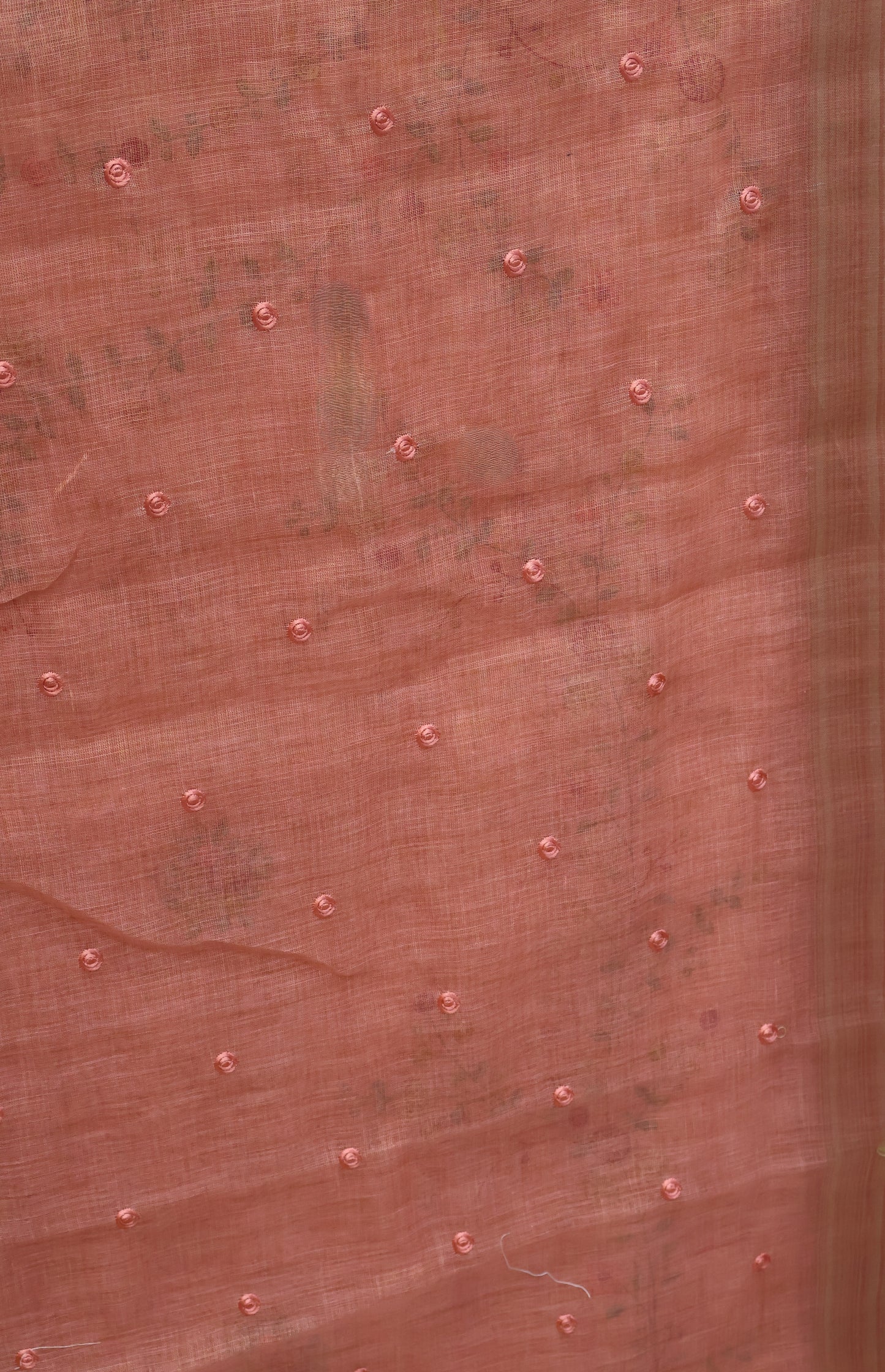 Tissue Linen Saree Floral - Red