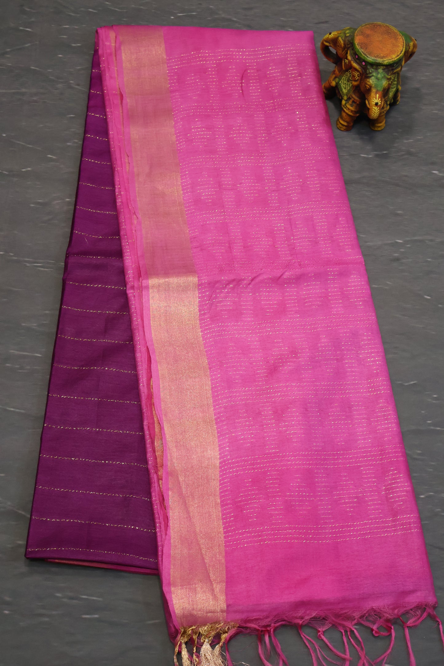 Semi Bhagalpur Tussar Saree-Purple Pink