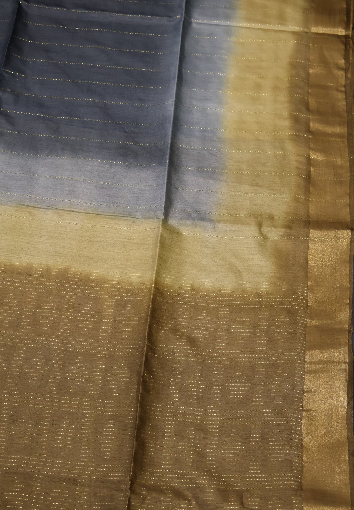 Semi Bhagalpur Tussar Saree-Metalic Blue