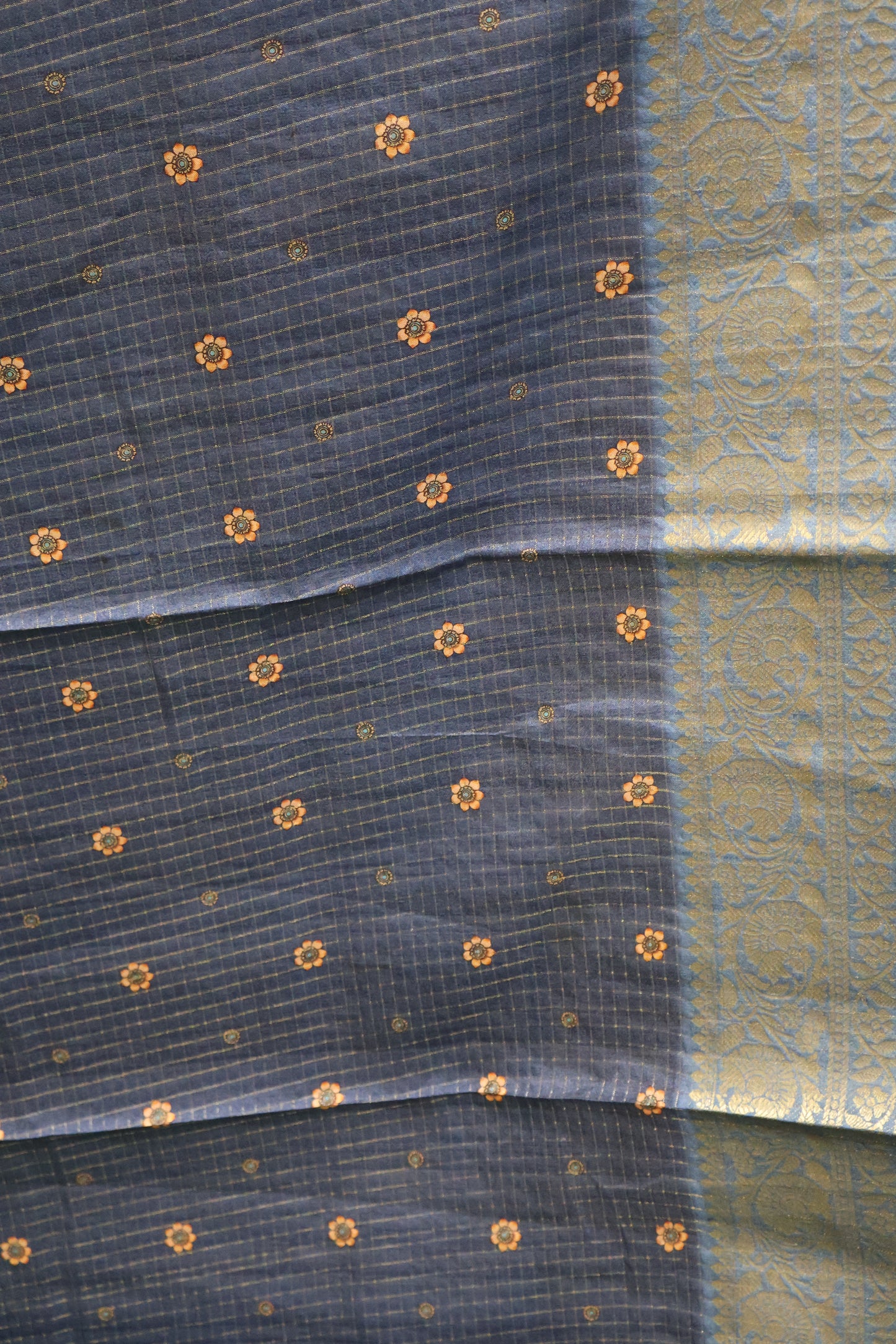Semi Dola Silk Saree-Green Kalamkari Zari