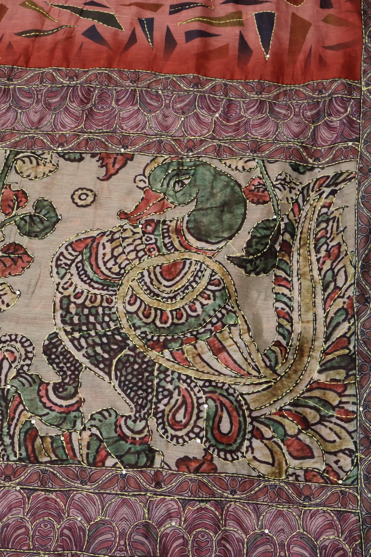 Semi Chanderi Saree-Pink Geometric Border