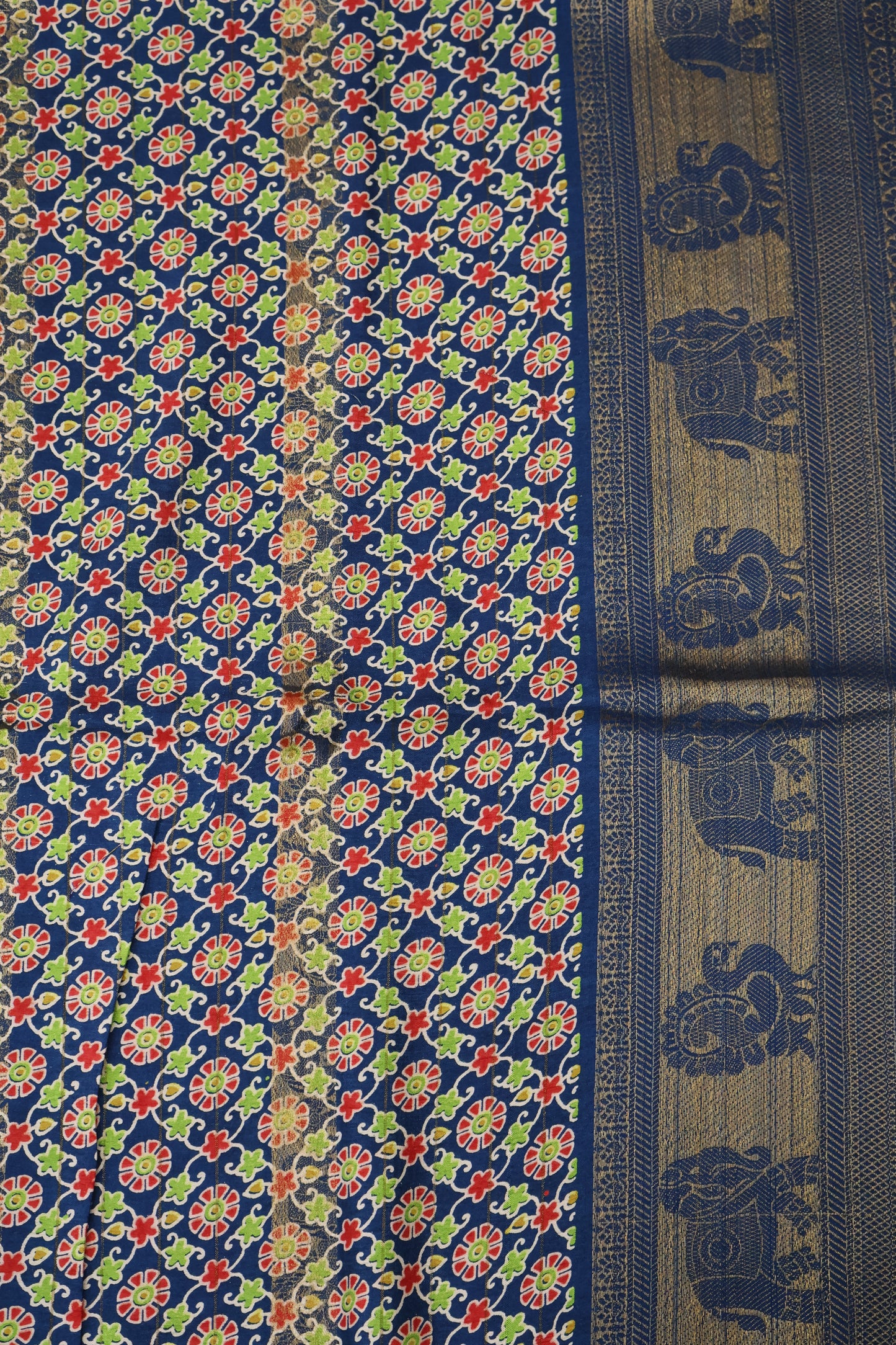 Semi Dola Silk Saree-Peacock Blue