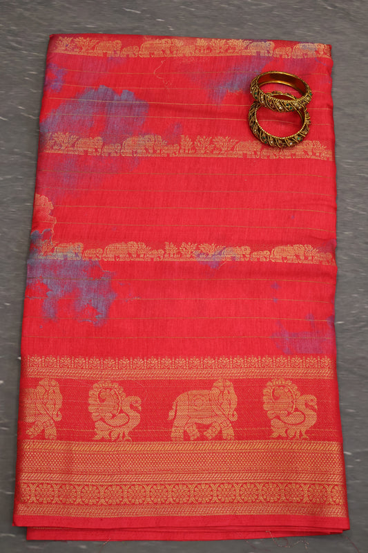 Semi Dola Silk Saree-Red