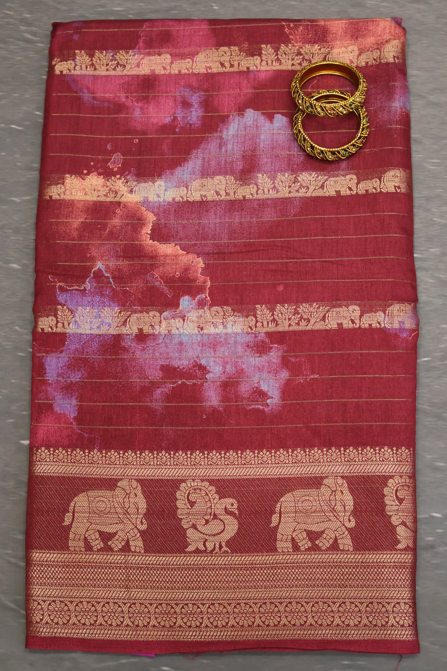 Semi Dola Silk Saree-Maroon