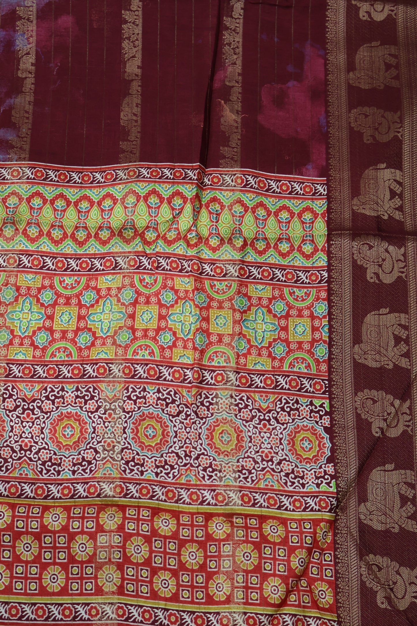 Semi Dola Silk Saree-Maroon