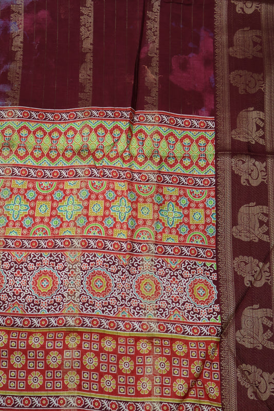 Semi Dola Silk Saree-Maroon