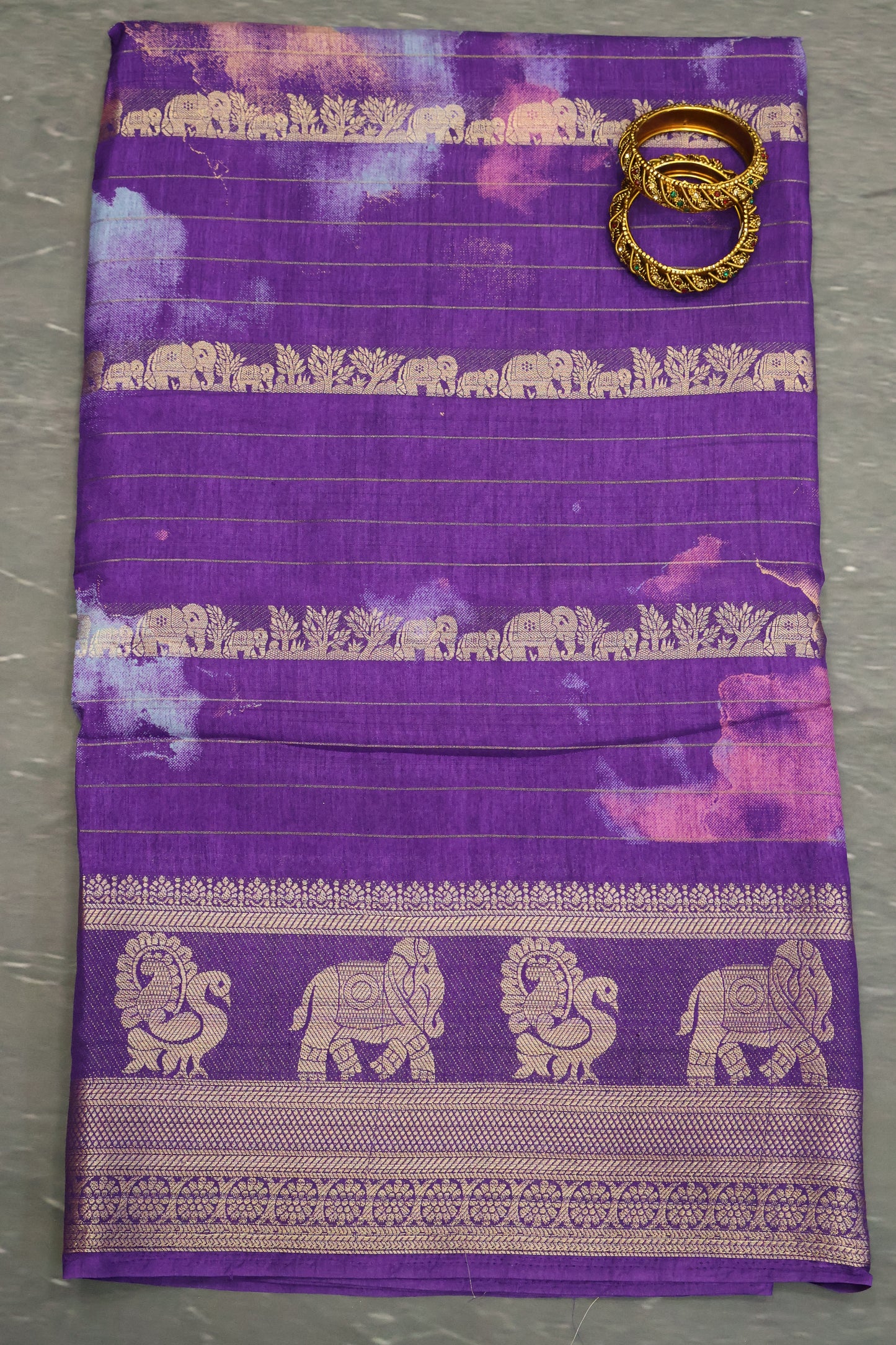 Semi Dola Silk Saree-Purple
