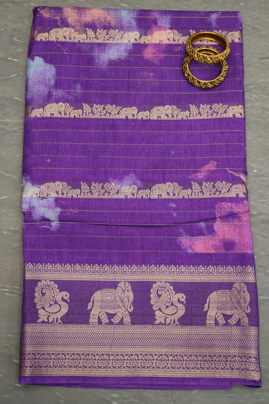 Semi Dola Silk Saree-Purple
