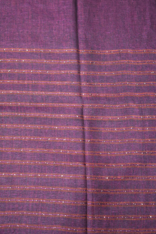 Linen Saree -Purple Chumki Work