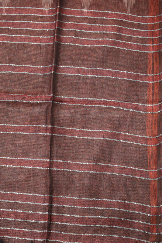 Linen Saree -Maroon Double Colour Zari
