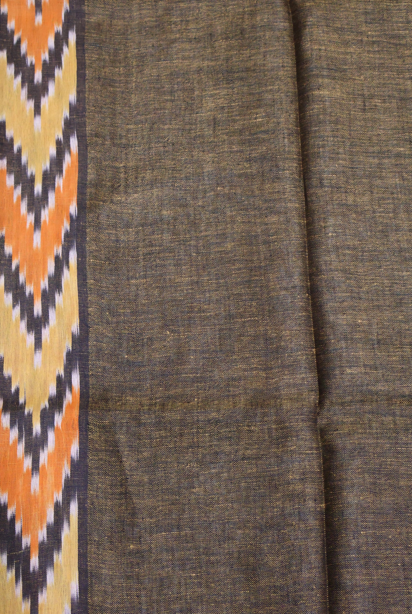 Linen Saree -Peacock Blue Ikkat Border