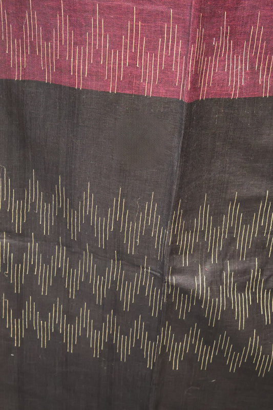 Linen Saree -Wine Ikkat Weaving