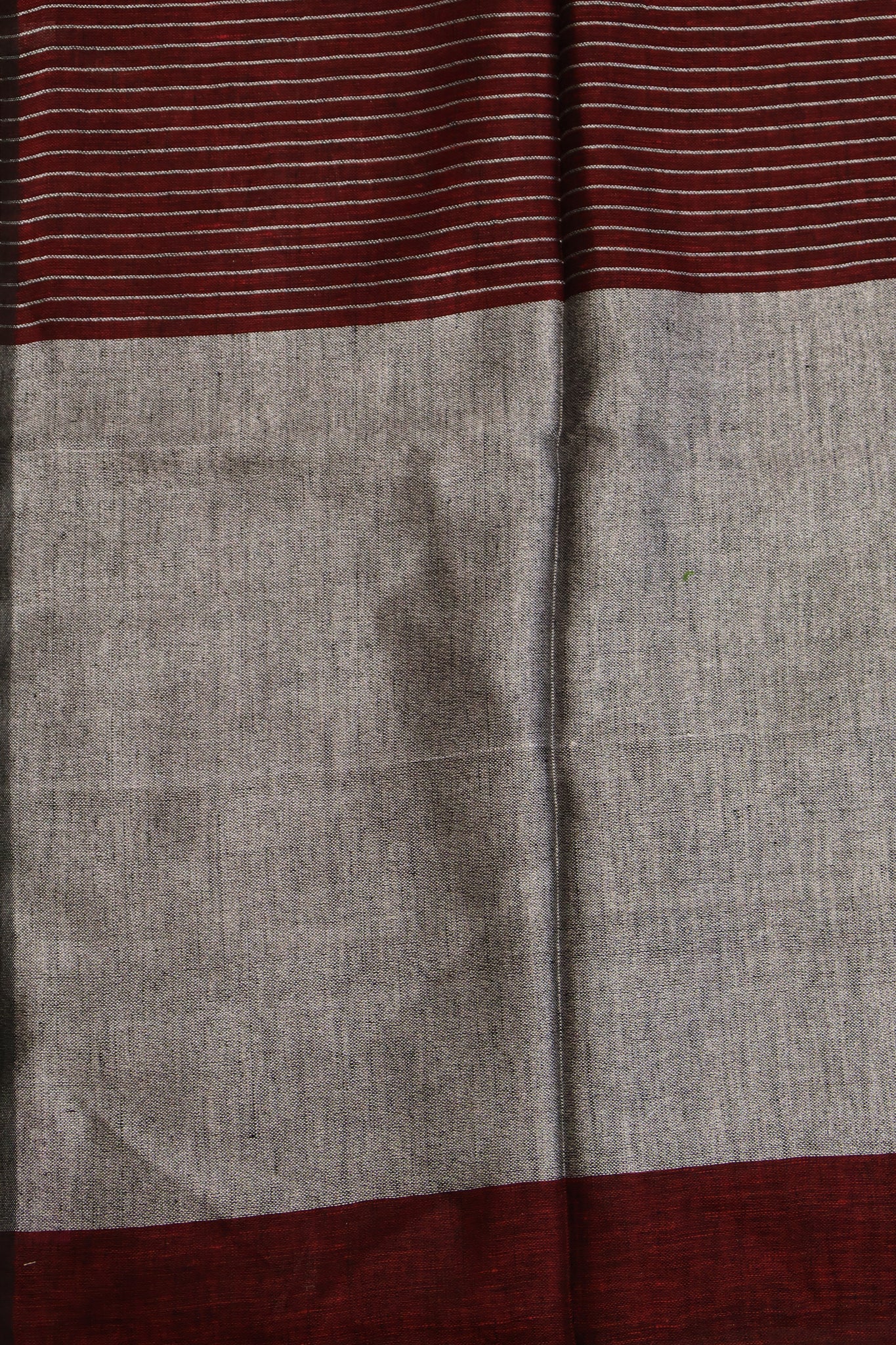 Linen Saree - Silver Zari-Maroon