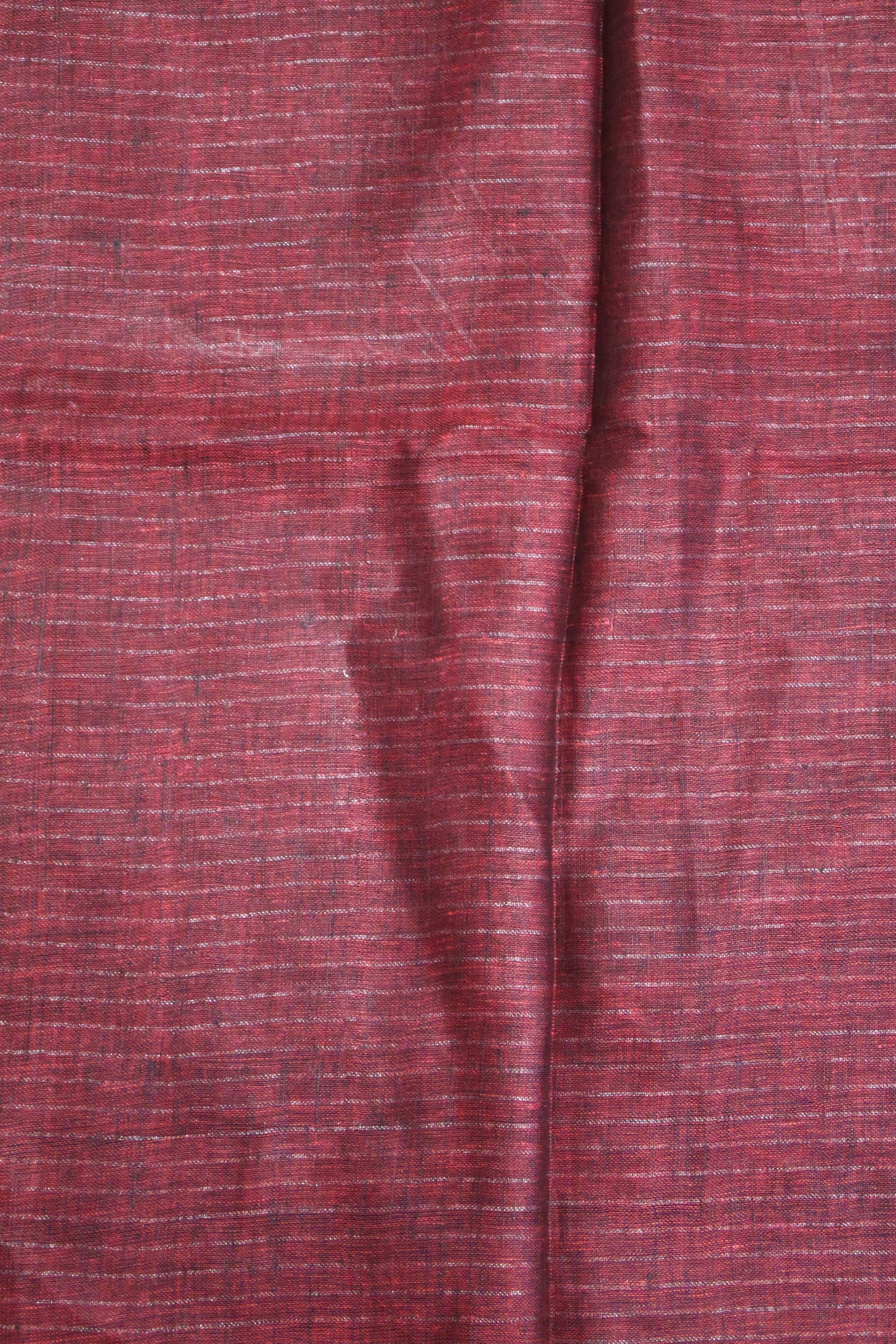 Linen Saree - Silver Zari-Maroon