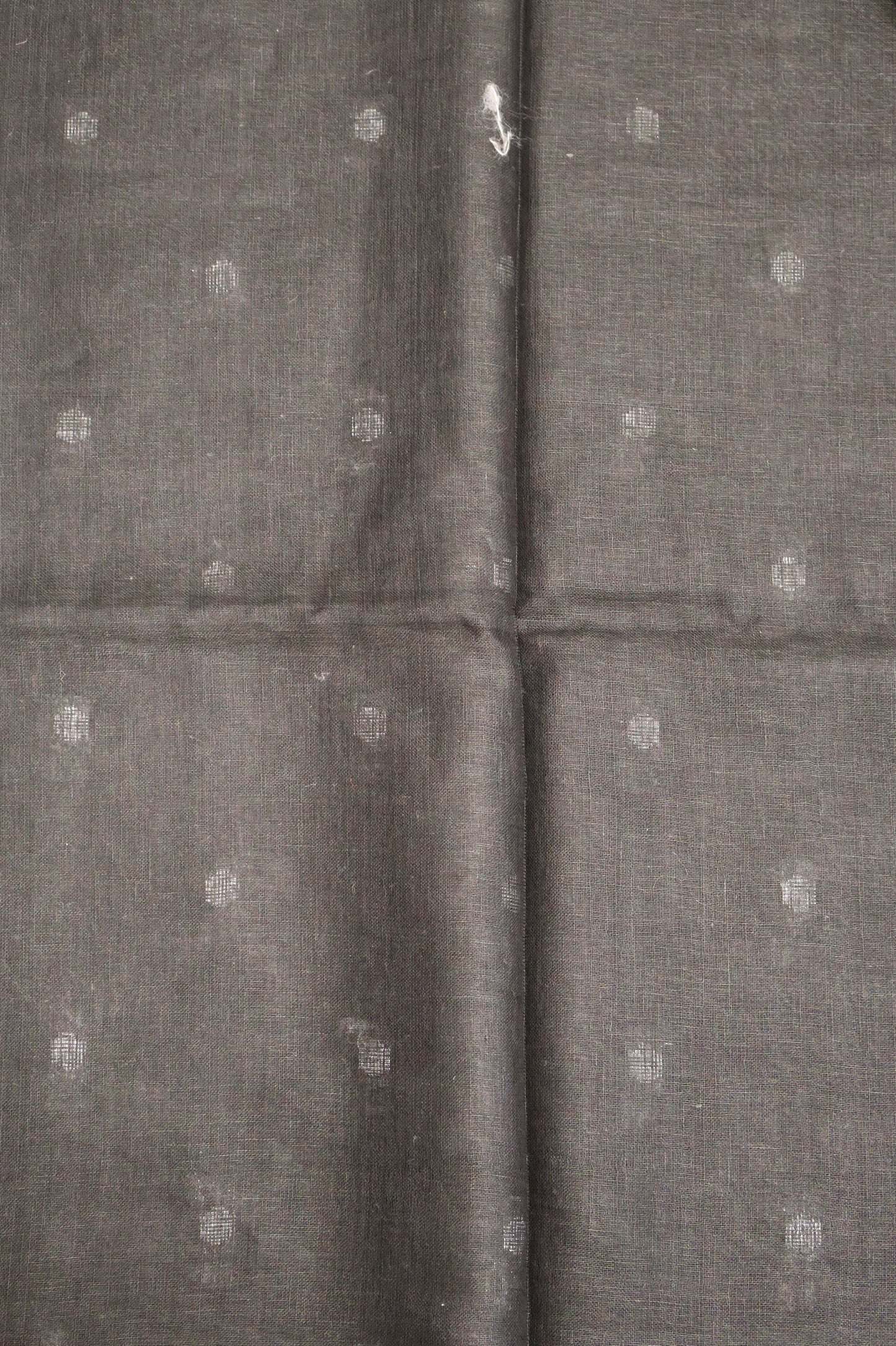 Linen Saree -Round Butta-Black