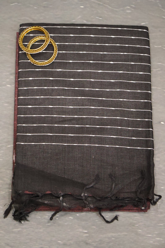 Linen Saree -Round Butta-Arakku
