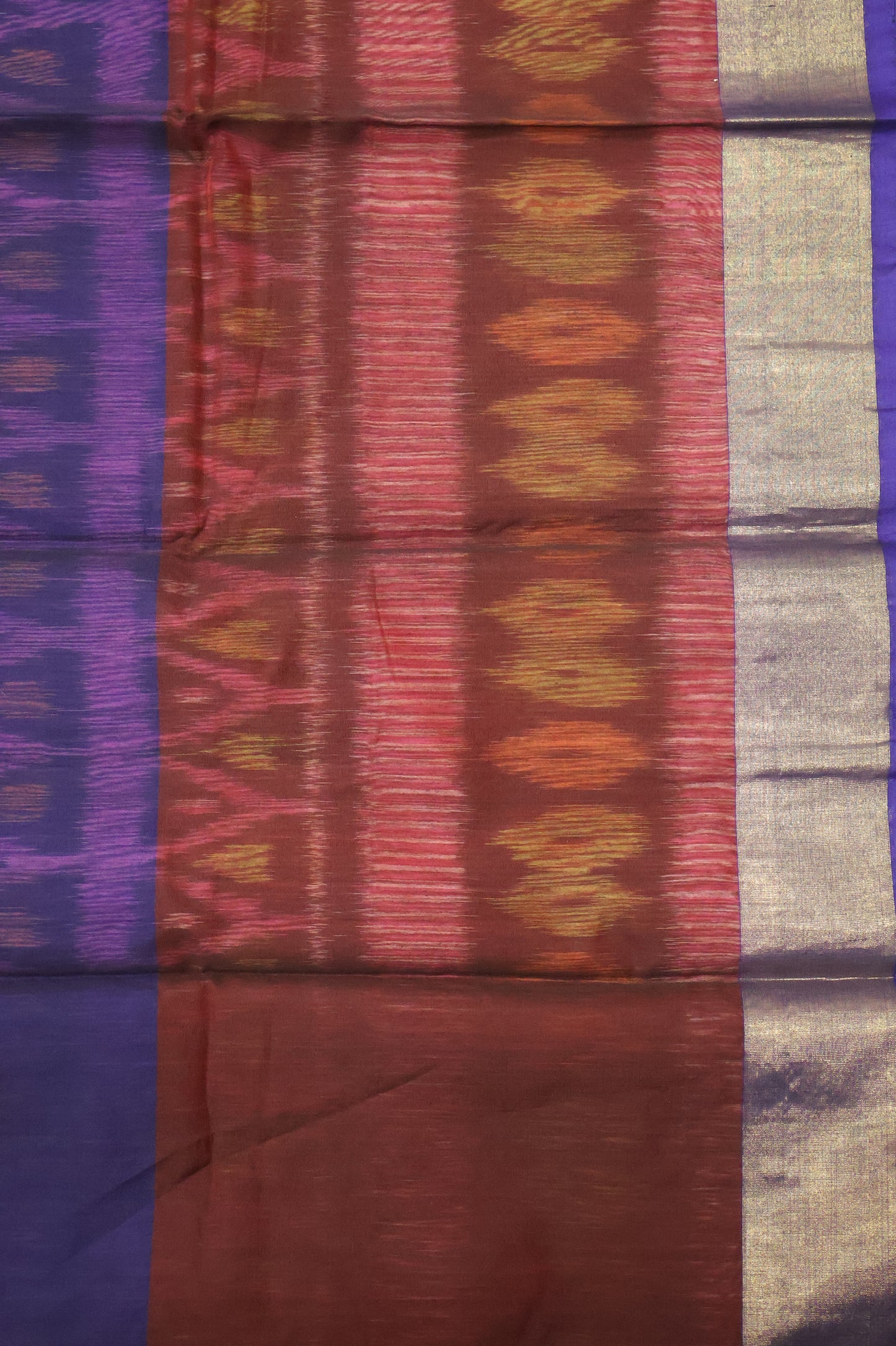 Pochampally Silk Cotton-Lavender Pink Ikkat Pattern