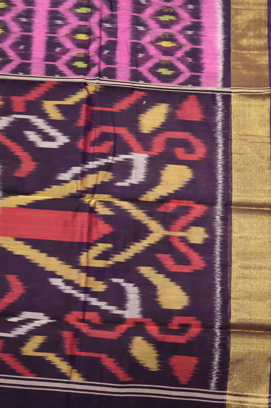 Pochampally Silk Cotton-Blue ikkat Pattern