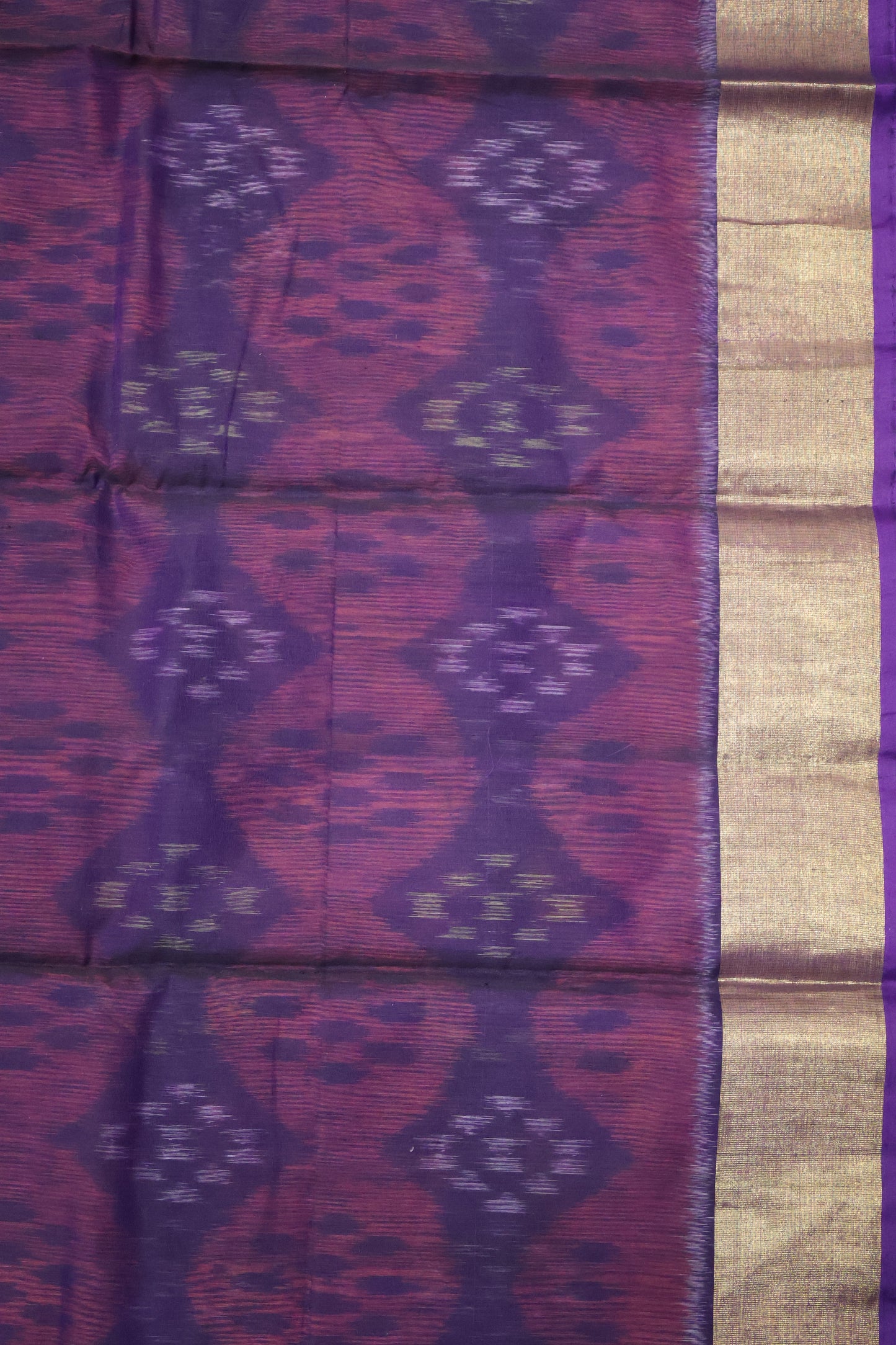 Pochampally Silk Cotton-Purple ikkat Pattern