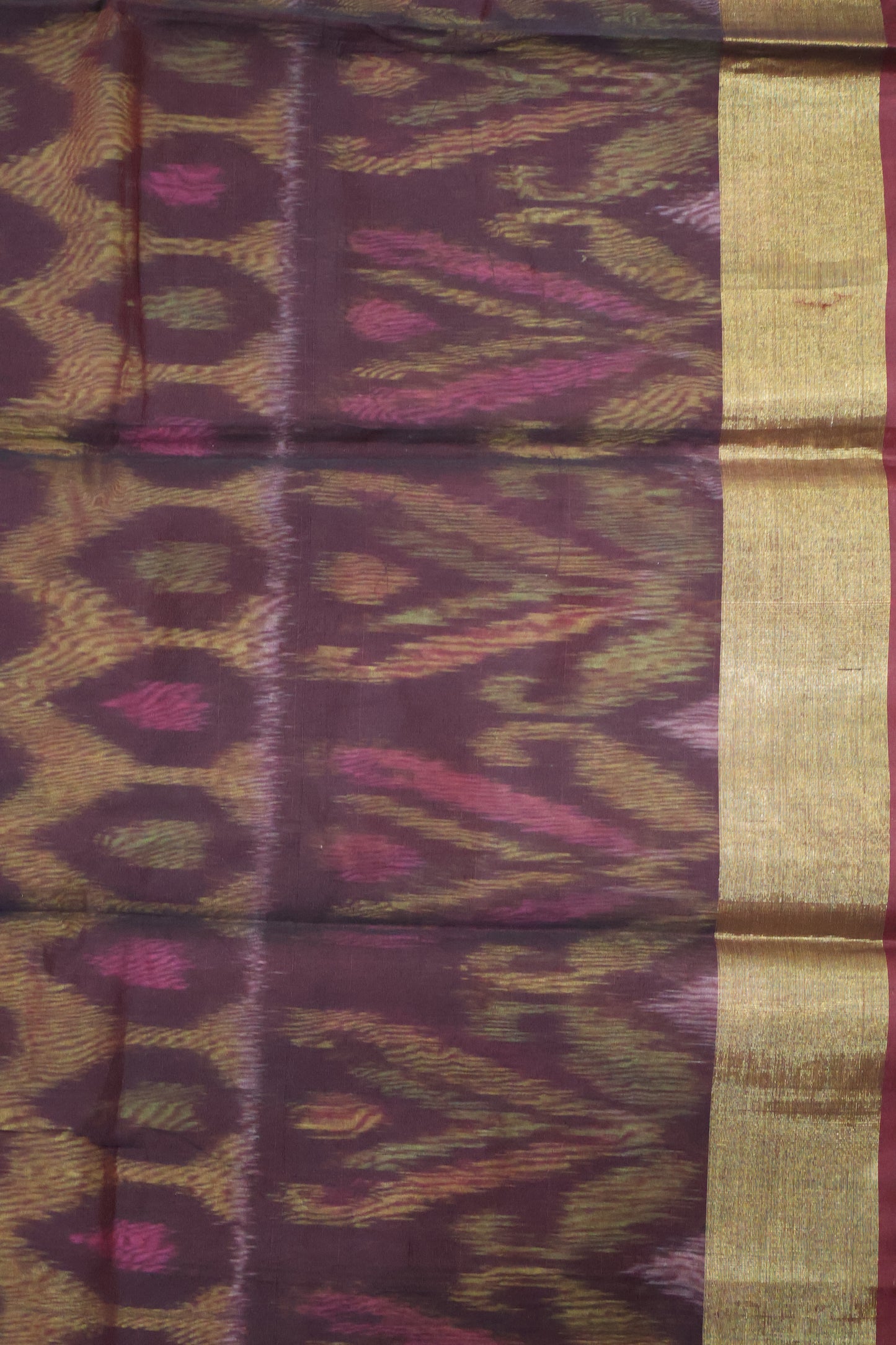 Pochampally Silk Cotton- Maroon ikkat Pattern