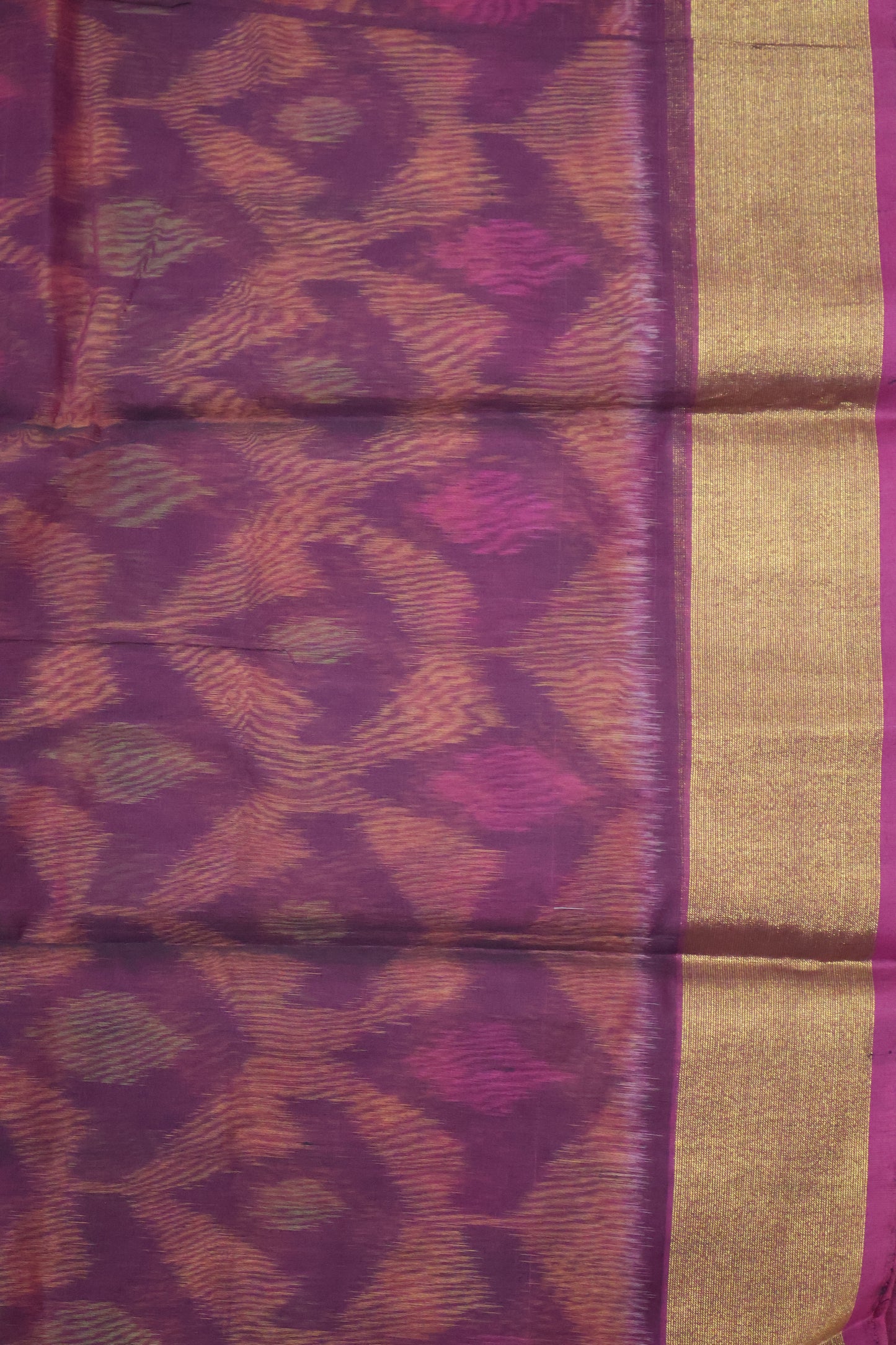 Pochampally Silk Cotton- Peach ikkat Pattern
