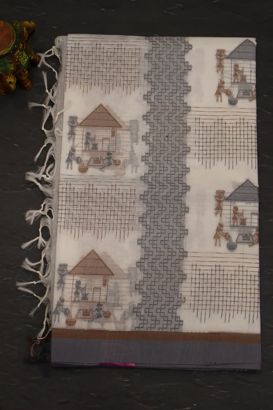 Mercerized Cotton -Village Setup-White
