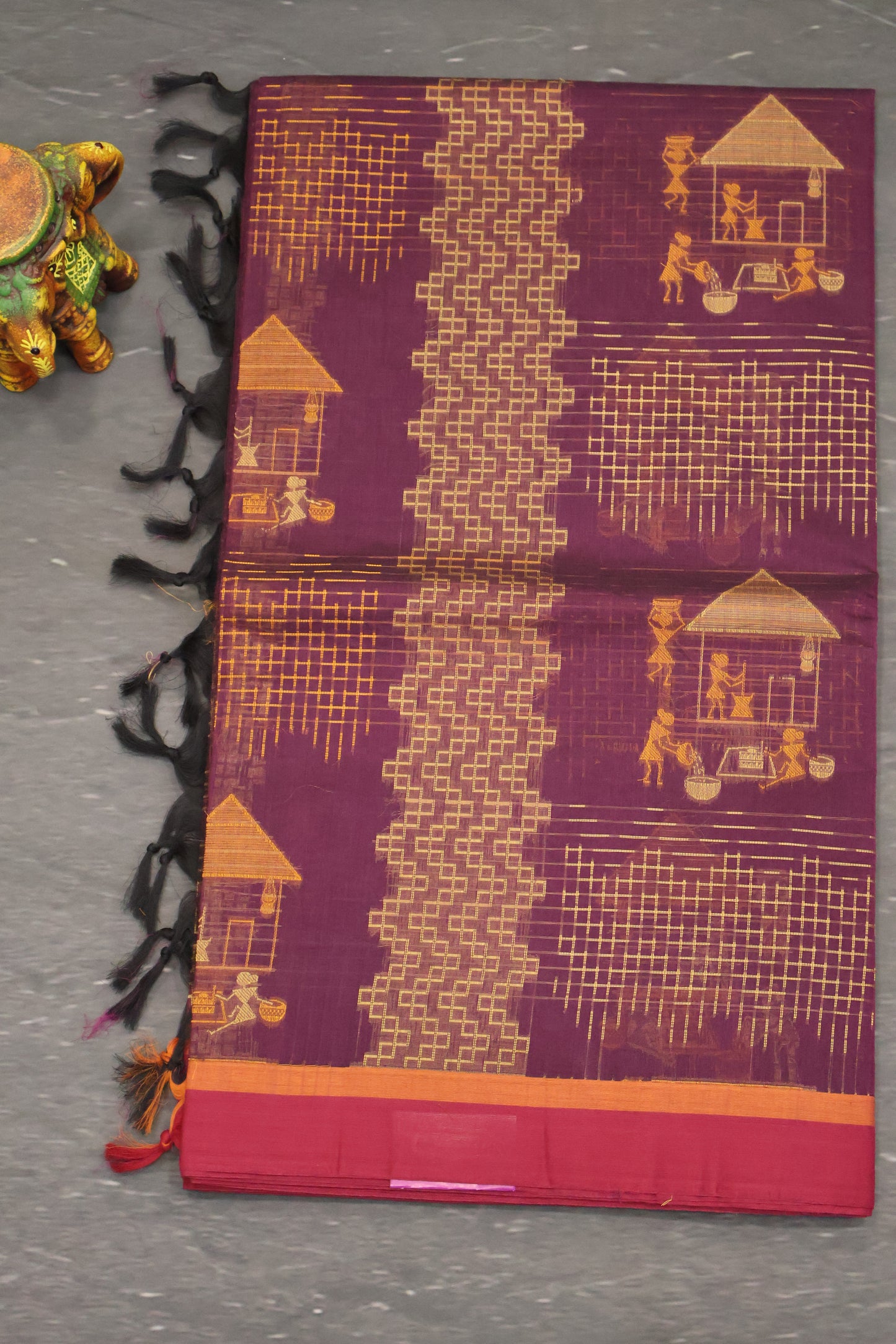 Mercerized Cotton -Village Setup-Purple