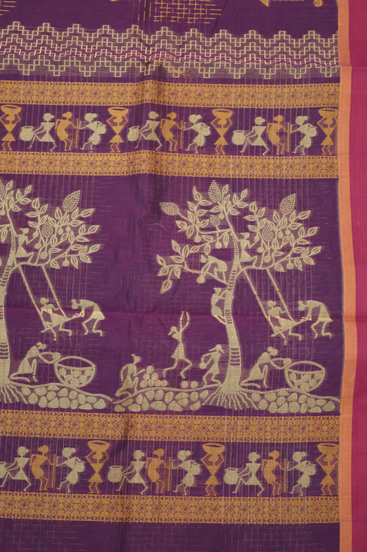 Mercerized Cotton -Village Setup-Purple