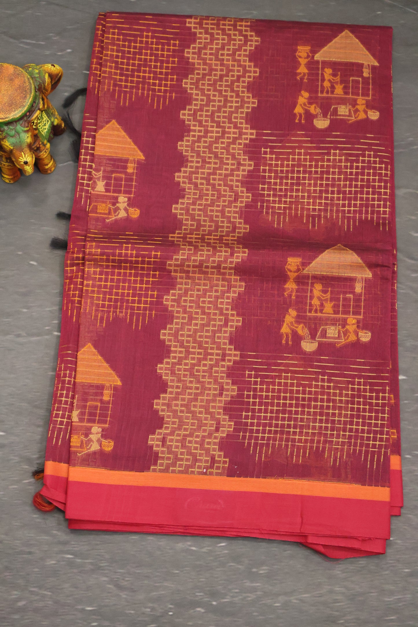 Mercerized Cotton -Village Setup-Magenta