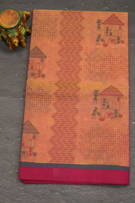 Mercerized Cotton -Village Setup-Peach