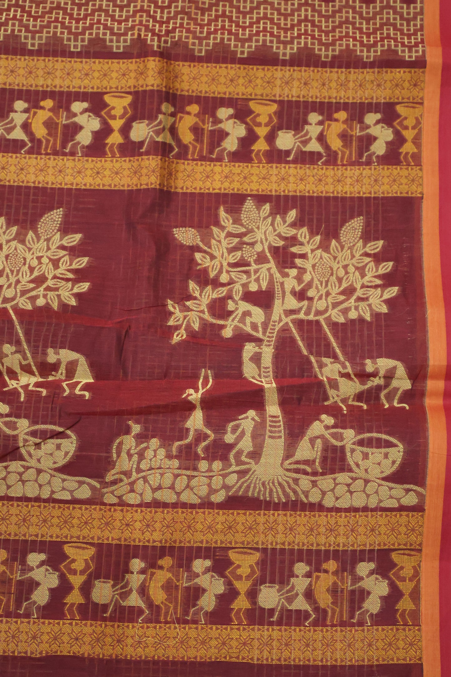 Mercerized Cotton -Village Setup-Maroon