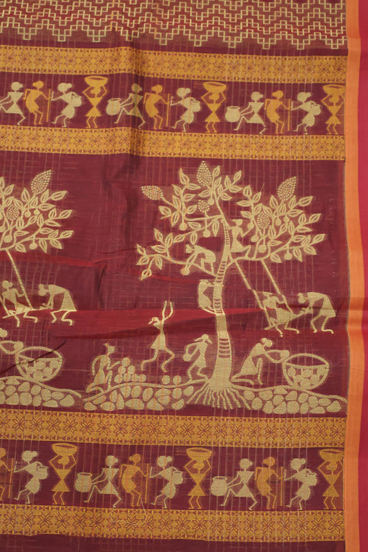 Mercerized Cotton -Village Setup-Maroon