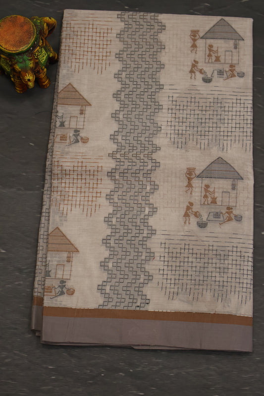 Mercerized Cotton -Village Setup-Grey