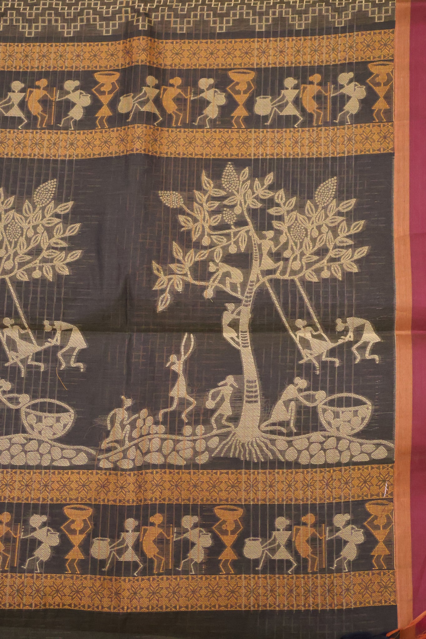 Mercerized Cotton -Village Setup-Mehandi Green