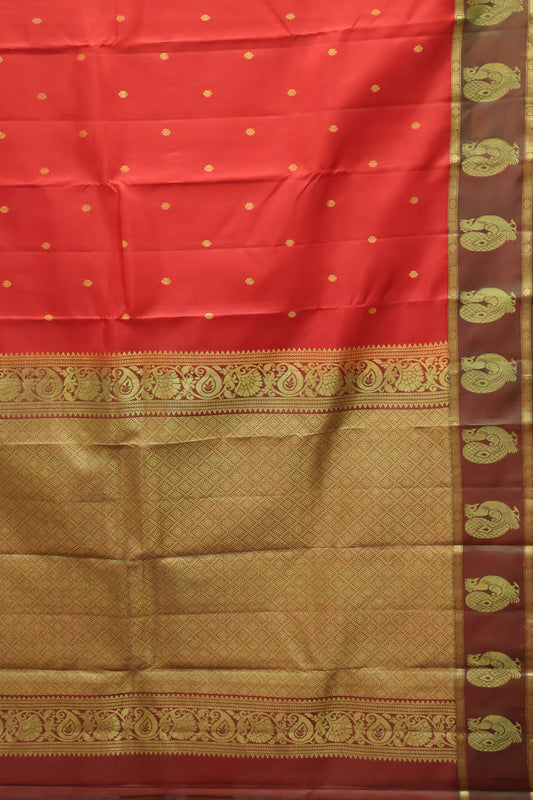 Akshayam - Pure Kanjivaram Silk Saree -Red Manthulir Print
