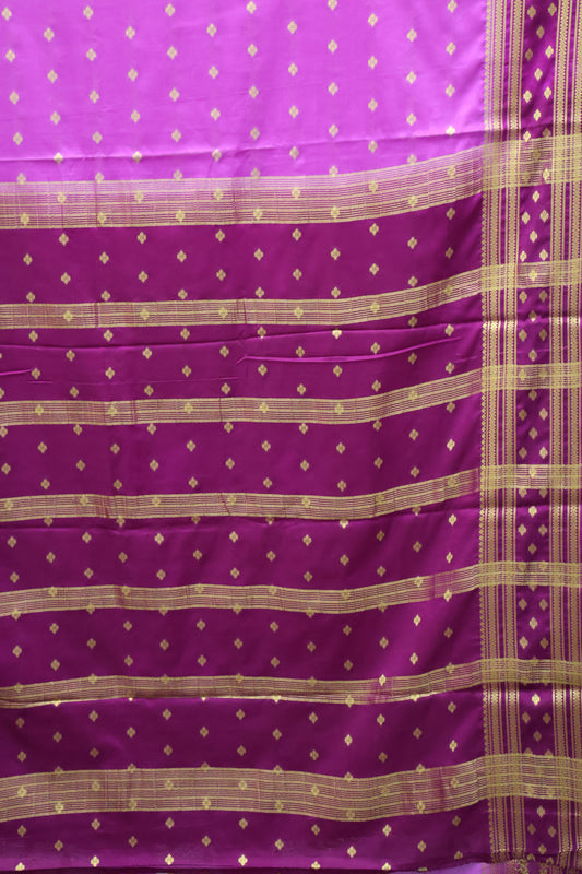 Semi Mysore Silk Saree-Purple Floral Buta