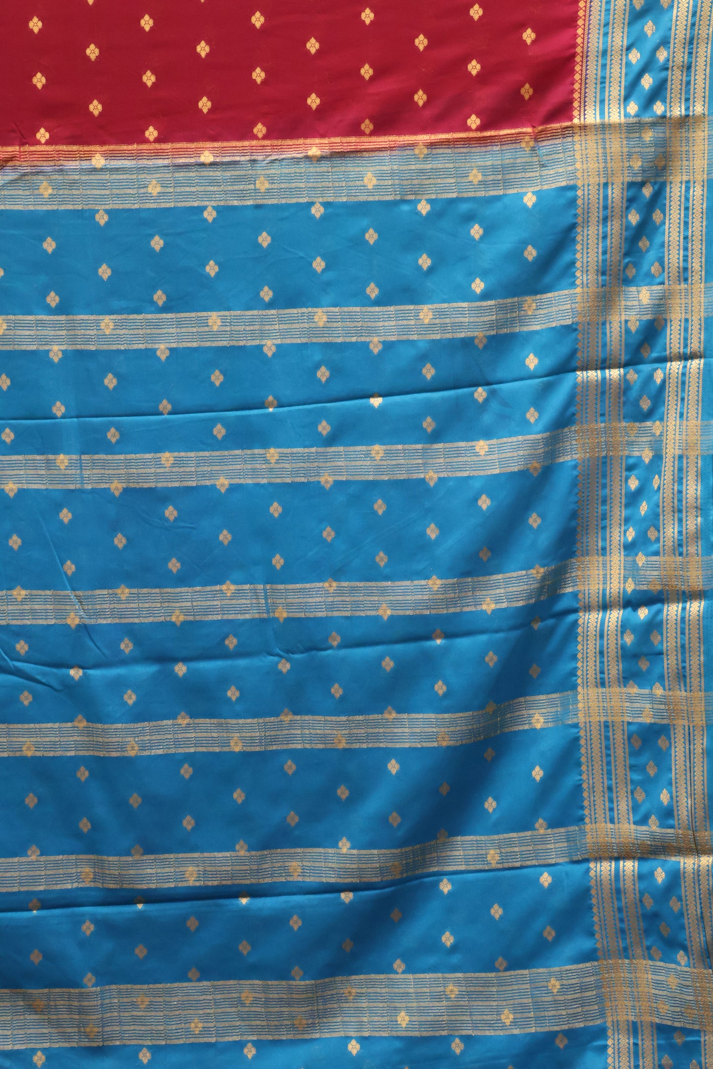 Semi Mysore Silk Saree-Maroon-Peacock Floral Buta