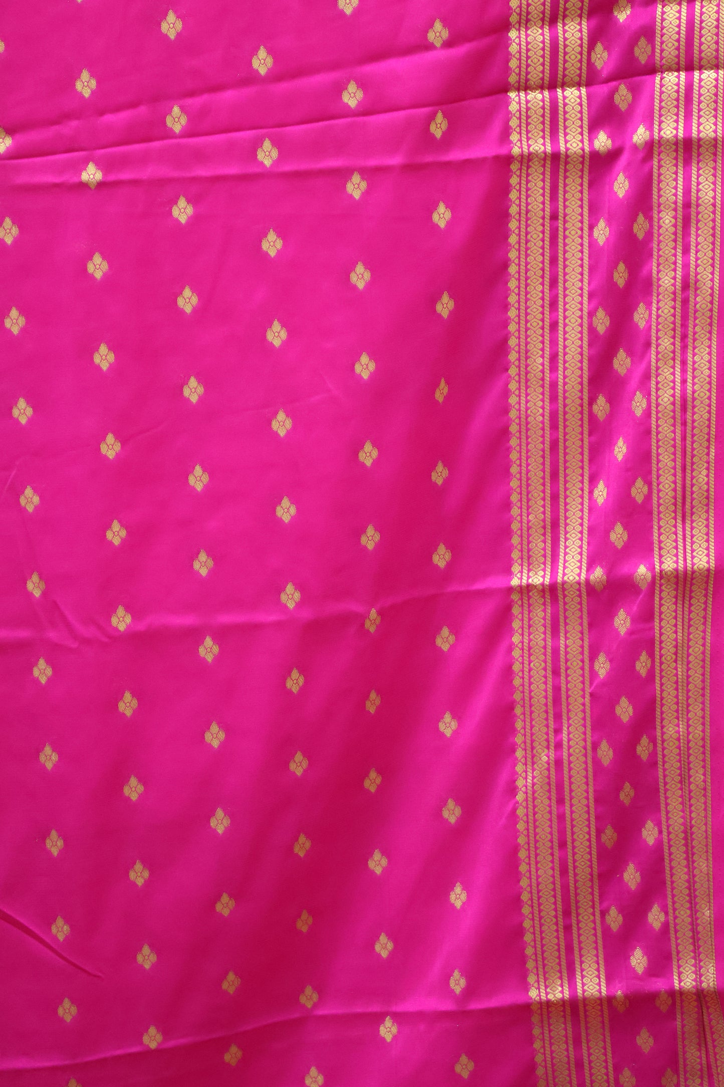 Semi Mysore Silk Saree-Orange-Pink Floral Buta