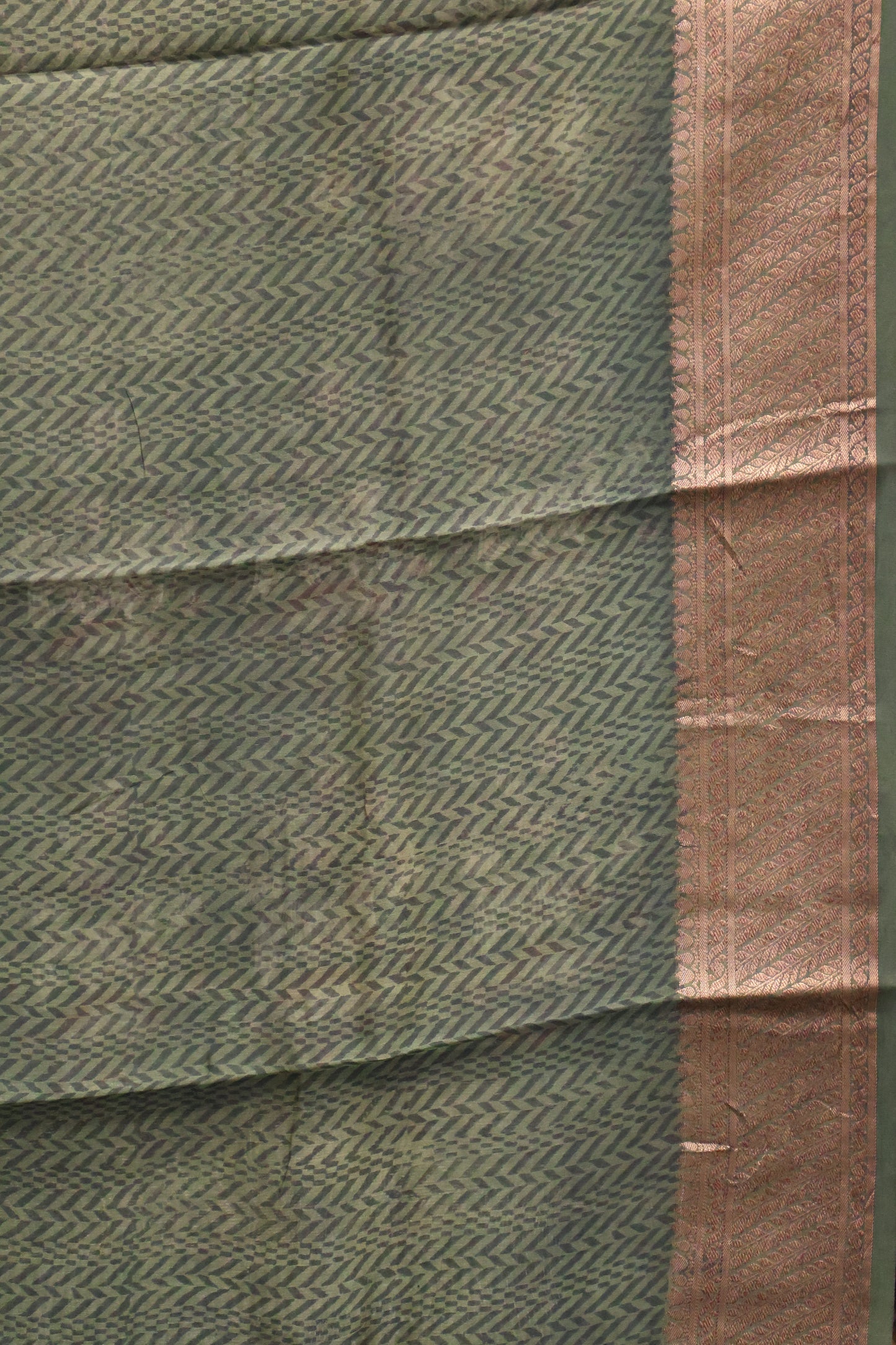 Pure Chanderi Saree-Green Pichwai Print