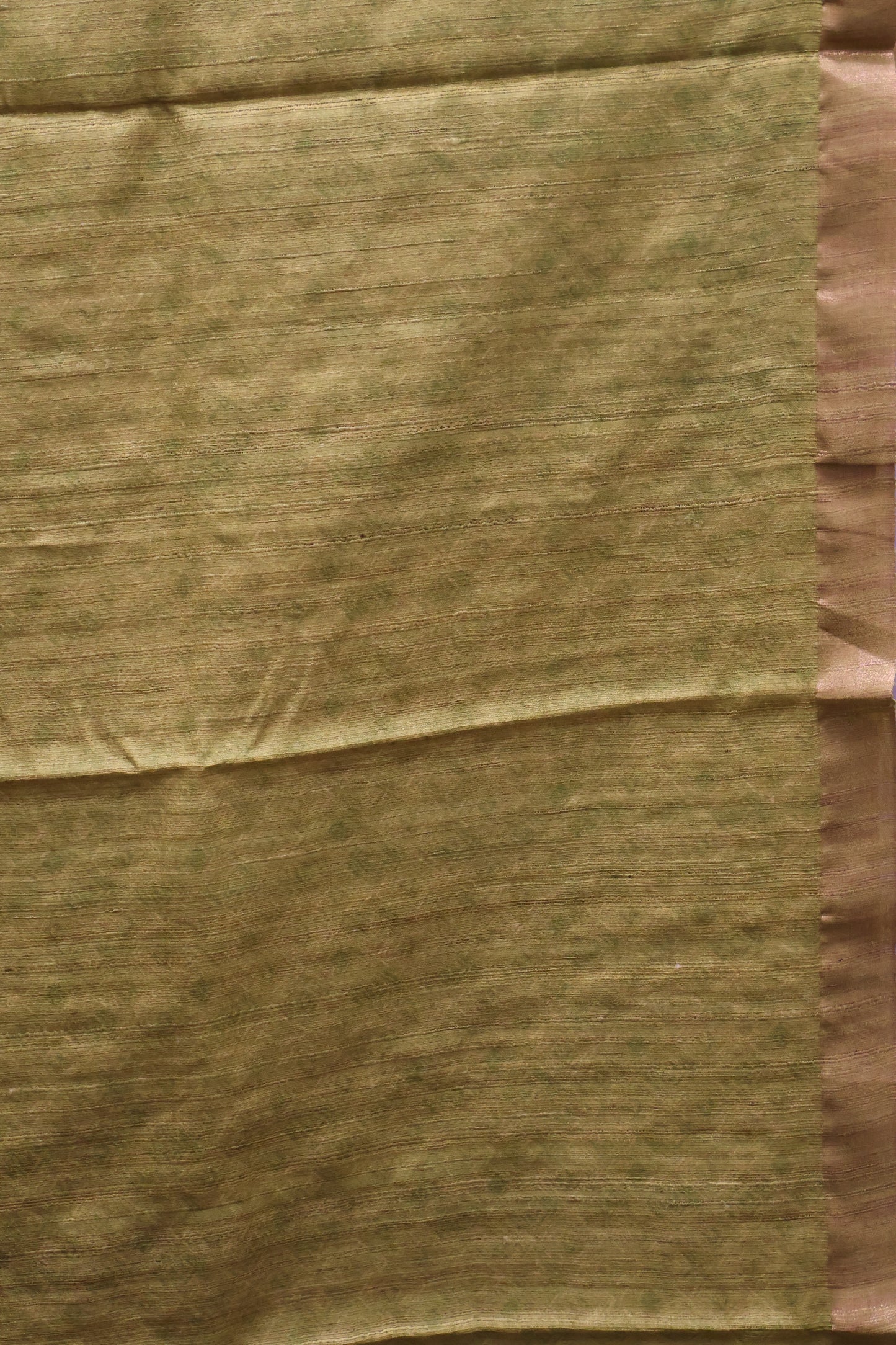 Pure Matka Tussar Saree-Mehandhi Green Crane Colorful Theme Print