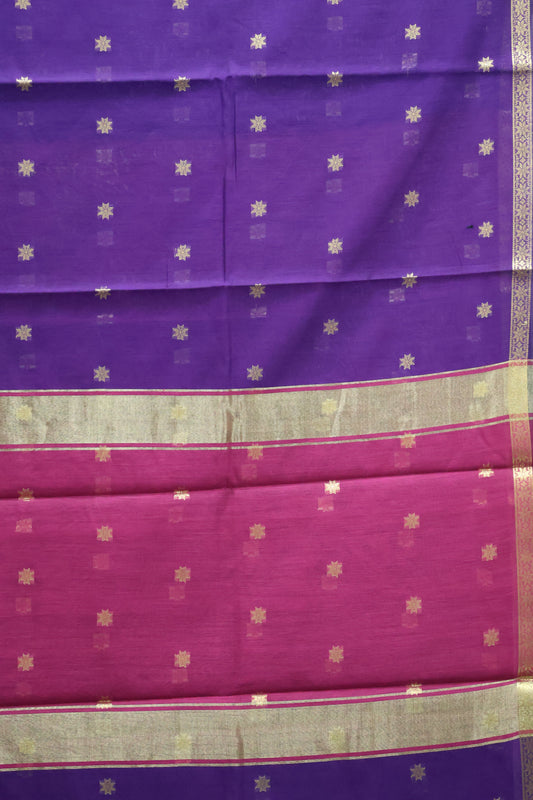 Maheswari Cotton Saree - Voilet Star Zari Buta