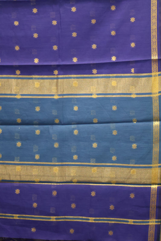 Maheswari Cotton Saree - Voilet Star Zari Buta