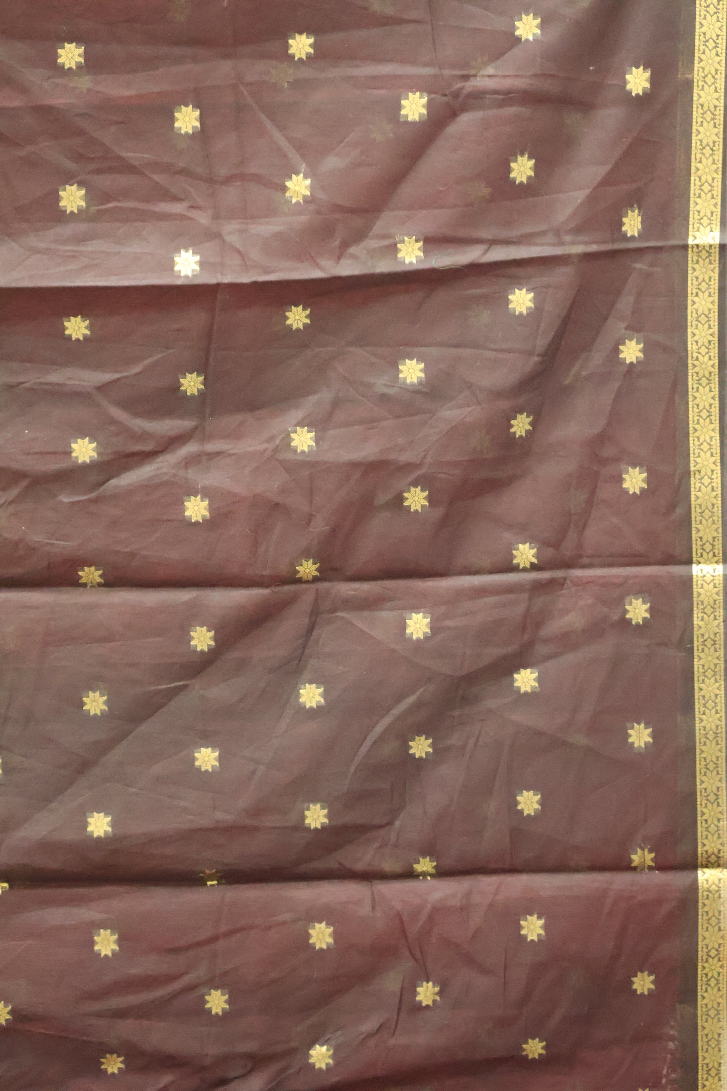 Maheswari Cotton Saree - Maroon Star Zari Buta