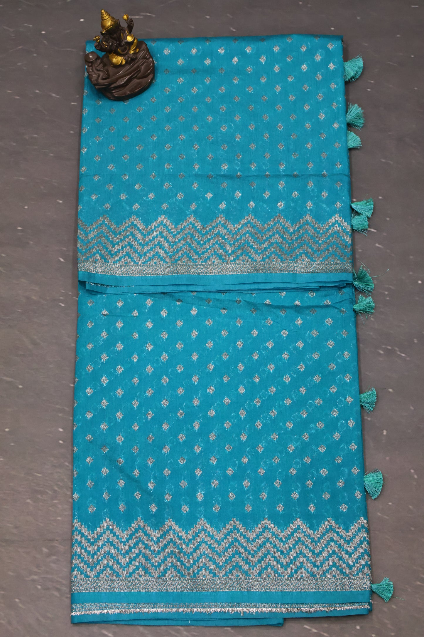 Semi Tussar Saree -Ramar Blue