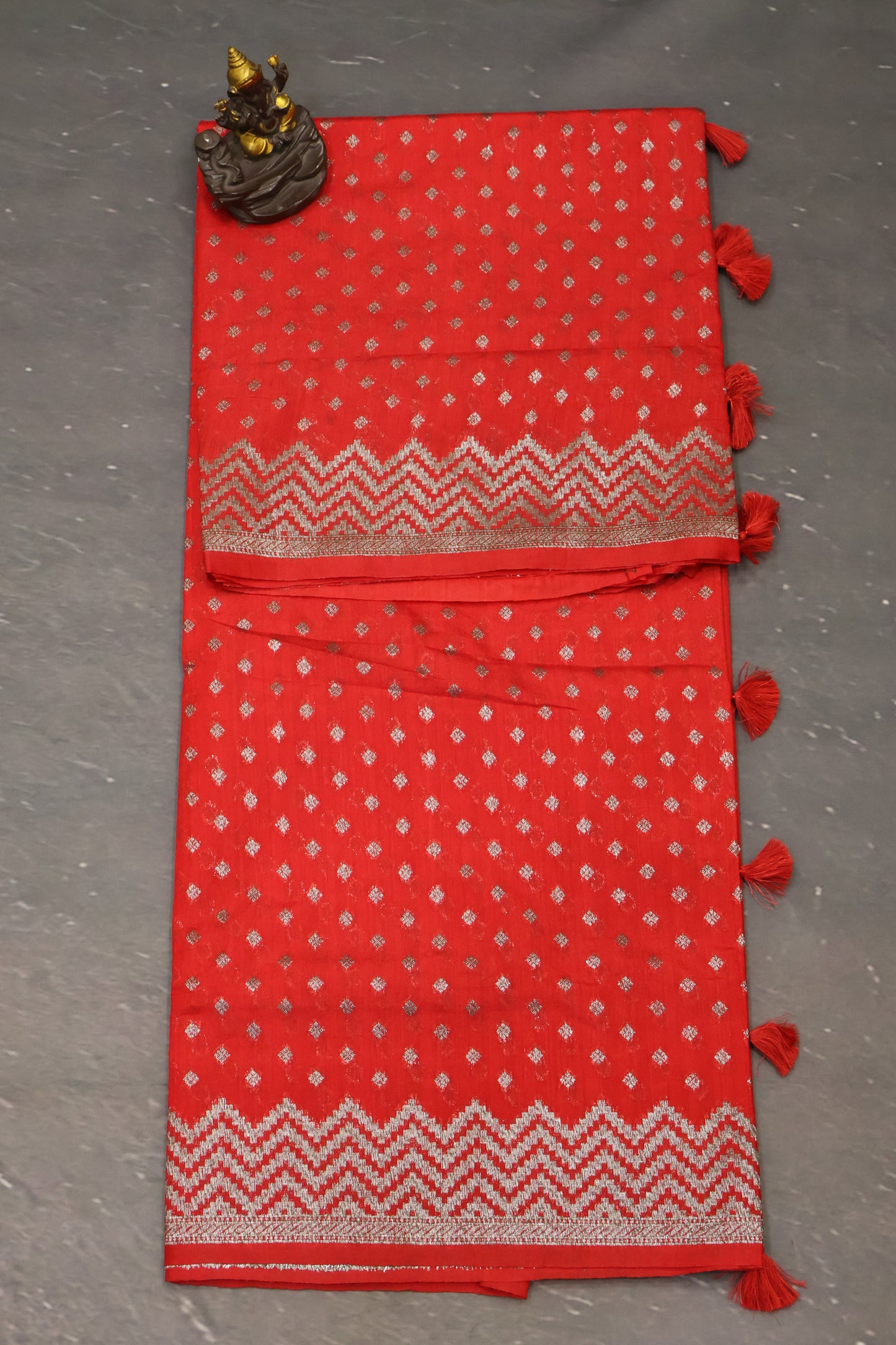 Semi Tussar Saree -Red
