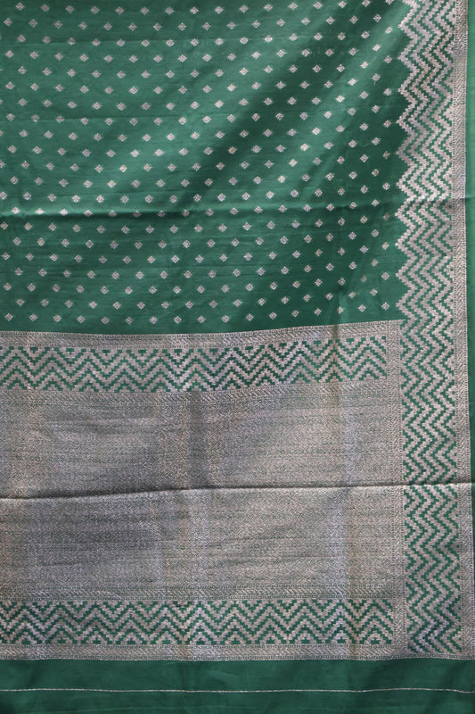 Semi Tussar Saree -Bottle Green